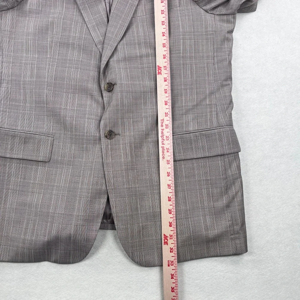 Loro Piana Super 110s Wool Glen Plaid Sport Coat Blazer Grey Brown Mens 42R